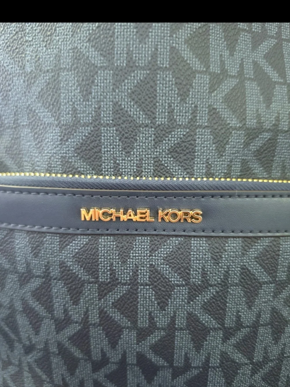 New Michael Kors Men's Navy MK Signature Logo Backpack